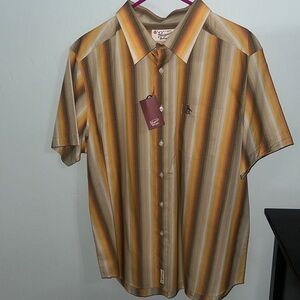 An Original Penguin Men's Multicolor Striped Button Down Shirt NWT size XXL